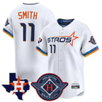 Houston Astros #11 Cam Smith Player White AmberGomez City Connect Texas Patch Vapor Premier Limited Home Stitched Jerseys