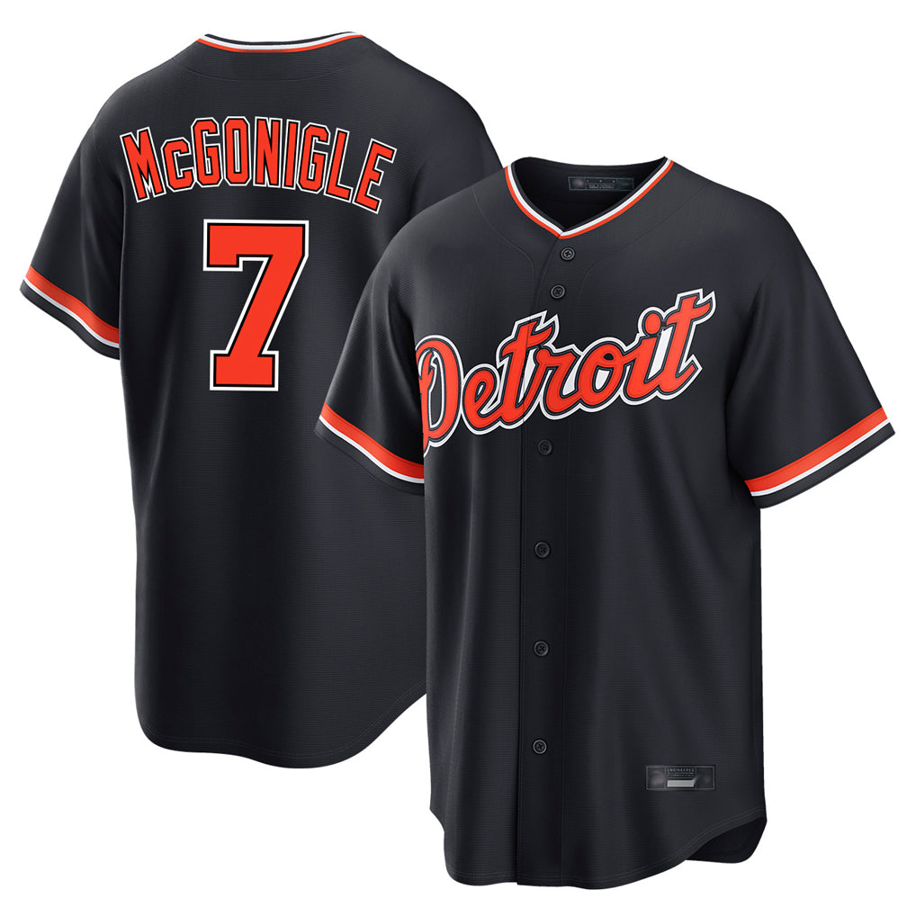 Detroit Tigers #7 Kevin McGonigle Player Navy AmberGomez Home Game Stitched Jerseys