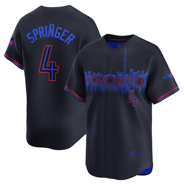 Toronto Blue Jays #4 George Springer Black AmberGomez 2024 City Connect Limited Stitched Jersey