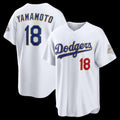 Los Angeles Dodgers #18 Yoshinobu Yamamoto White AmberGomez 2026 Gold Collection Stadium Jersey