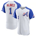 Atlanta Braves #1 Ozzie Albies White AmberGomez 2023 City Connect Flex Base Stitched Jersey