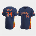 Houston Astros #34 Nolan Ryan Navy AmberGomez 60th Anniversary Flex Base Stitched Jersey