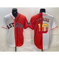 Houston Astros #10 Yuli Gurriel White Orange AmberGomez Split Stitched Jersey 2