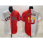 Houston Astros #10 Yuli Gurriel White Orange AmberGomez Split Stitched Jersey 2