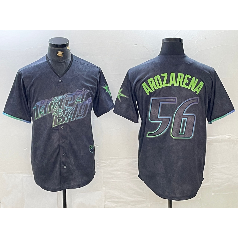 Tampa Bay Rays #56 Randy Arozarena Charcoal AmberGomez 2024 City Connect Limited Stitched Jersey
