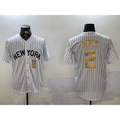New York Yankees #2 Derek Jeter White AmberGomez Pinstripe Fashion Cool Base Jerseys