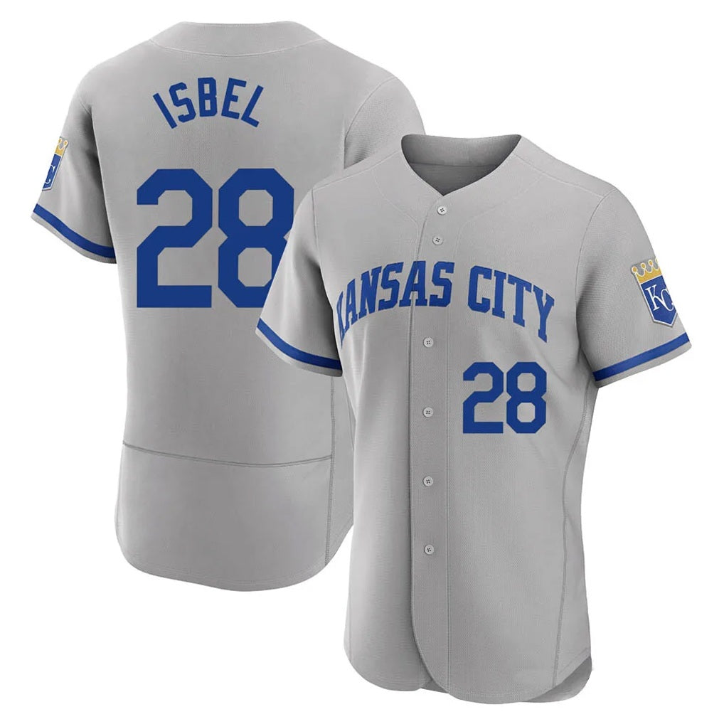 Kansas City Royals #28 Kyle Isbel Player Gray AmberGomez Limited Elite Home Game Stitched Jerseys