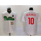 Philadelphia Phillies #10 J.T. Realmuto White Green AmberGomez Cool Base Stitched Jerseys