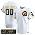 Custom Chicago Cubs Active Player White Gold AmberGomez 'Ryne Sandberg Tribute' Vapor Limited V3 Stitched Jersey