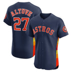 Houston Astros #27 Jose Altuve Navy AmberGomez Alternate 2 Elite Player Jersey