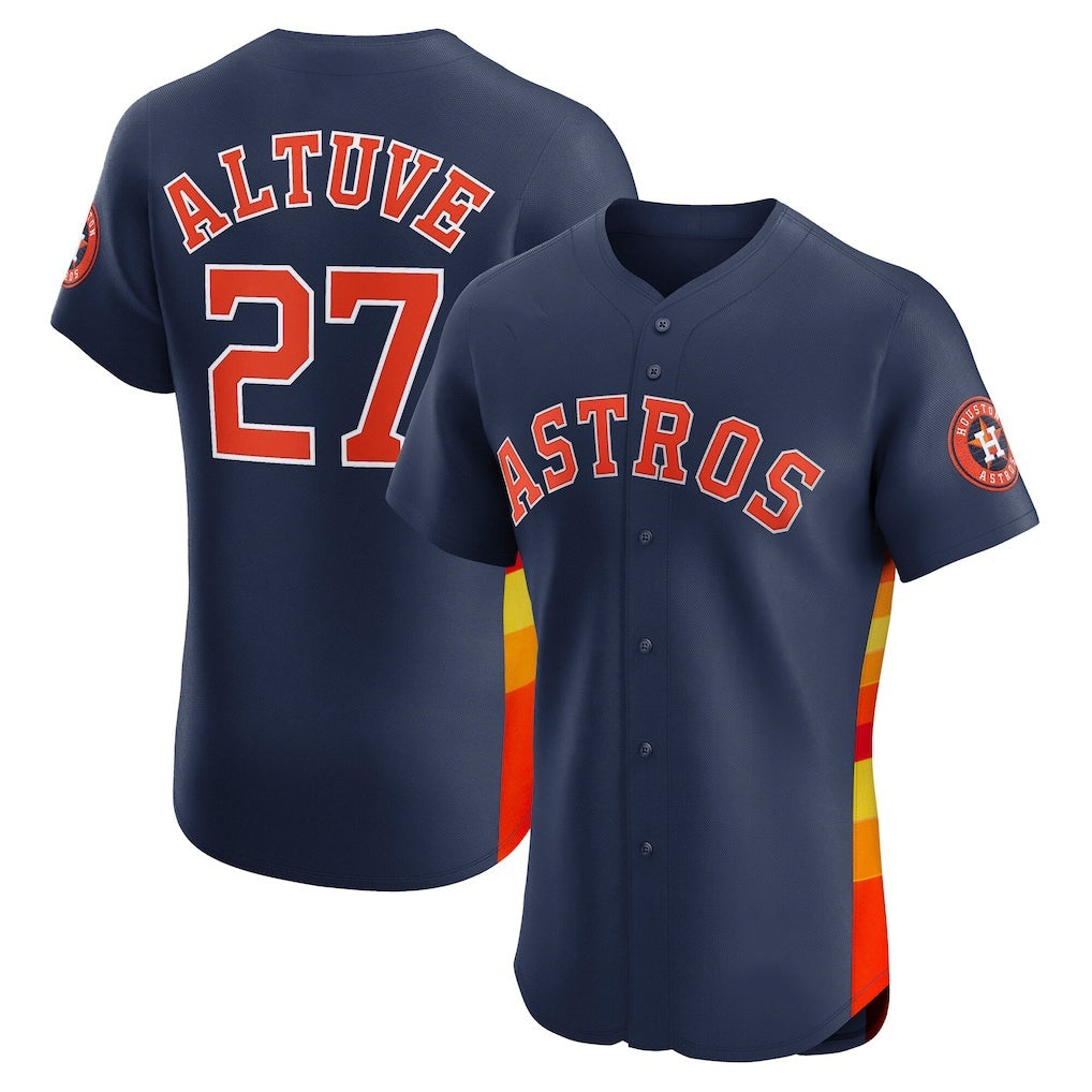 Houston Astros #27 Jose Altuve Navy AmberGomez Alternate 2 Elite Player Jersey