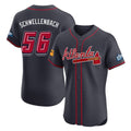 Atlanta Braves #56 Spencer Schwellenbach Player Navy AmberGomez 2025 Speedway Classic Limited Elite Home Game Stitched Jerseys