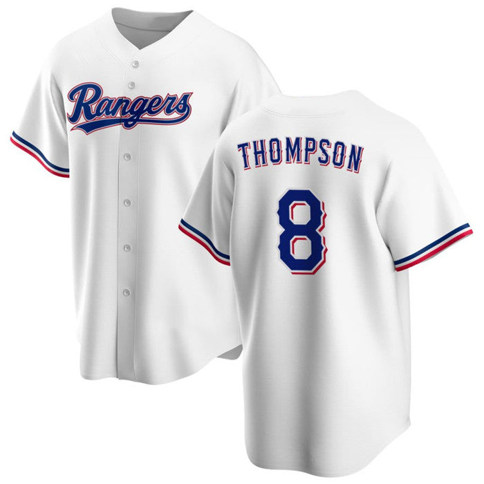 Texas Rangers #8 Bubba Thompson White AmberGomez Cool Base Stitched Jersey