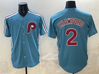 Philadelphia Phillies #2 Justin Crawford Blue AmberGomez Cool Base Stitched Jersey