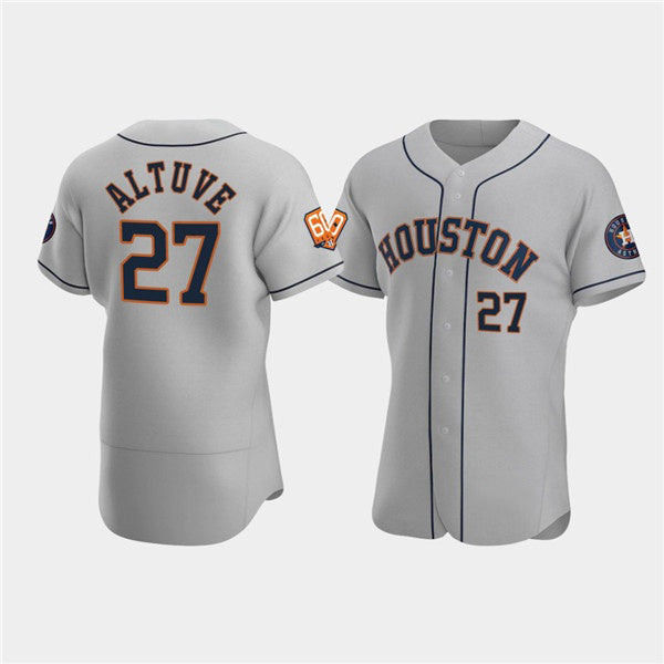 Houston Astros #27 Jose Altuve Gray AmberGomez 60th Anniversary Flex Base Stitched Jersey