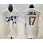 Los Angeles Dodgers #17 Shohei Ohtani Number White Green AmberGomez Stitched Cool Base Jerseys