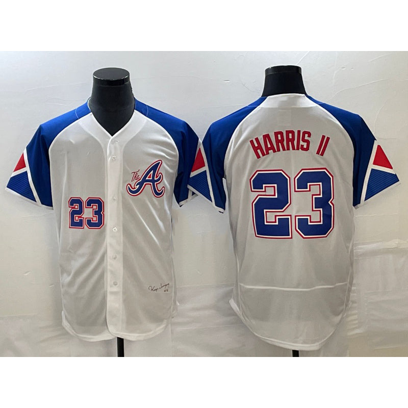 Atlanta Braves #23 Michael Harris II Number White AmberGomez 2023 City Connect Flex Base Stitched Jersey 2