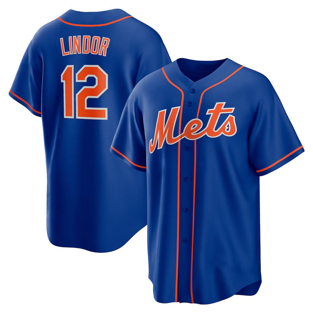 New York Mets #12 Francisco Lindor Royal AmberGomez Big & Tall Alternate Replica Player Jersey