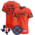 Houston Astros #27 Jose Altuve Player Orange AmberGomez City Connect Texas Patch Vapor Premier Limited Elite Home Stitched Jerseys