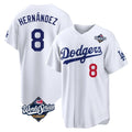 Los Angeles Dodgers #8 Enrique Hern¨¢ndez Player White AmberGomez World Series Home Game Stitched Jerseys