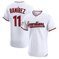 Cleveland Guardians #11 Jos¨¦ Ram¨ªrez White AmberGomez Home Elite Jersey