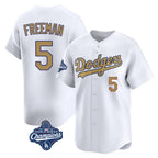 Los Angeles Dodgers #5 Freddie Freeman Player White AmberGomez Gold World Series Meet Collection Limited Home Stitched Jerseys