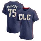 Cleveland Guardians #75 Connor Brogdon Player Navy AmberGomez City Connect Limited Elite Home Stitched Jerseys