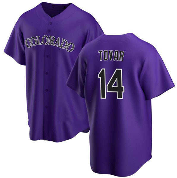 Colorado Rockies #14 Ezequiel Tovar Purple AmberGomez Cool Base Stitched Jersey