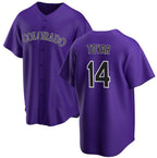 Colorado Rockies #14 Ezequiel Tovar Purple AmberGomez Cool Base Stitched Jersey