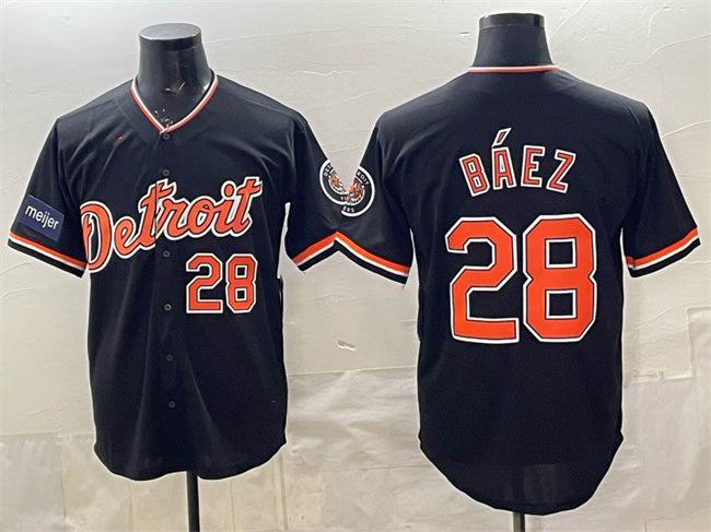 Detroit Tigers #28 Javier B¨¢ez Black AmberGomez 2026 Meijer Patch Alternate Vapor Premier Limited Stitched Jersey