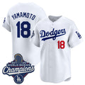 Los Angeles Dodgers #18 Yoshinobu Yamamoto White AmberGomez 2025 Champions Stitched Jersey