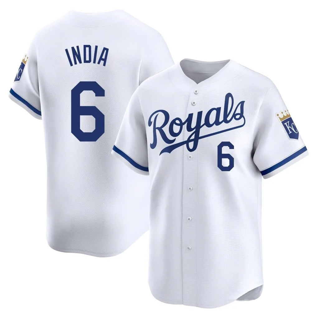 Kansas City Royals #6 Jonathan India Player White AmberGomez Alt Limited Home Stitched Jerseys