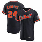 Detroit Tigers #24 Miguel Cabrera Player Navy AmberGomez Limited Elite Home Game Stitched Jerseys