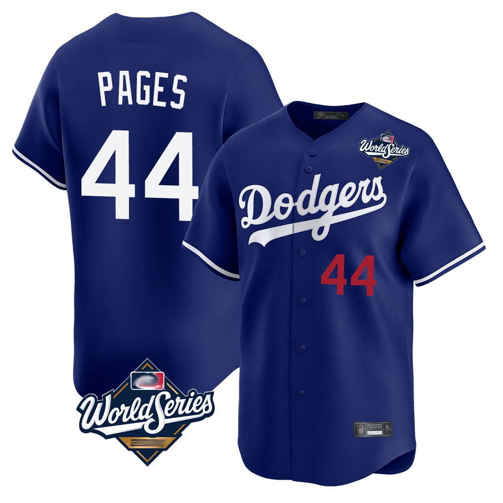 Los Angeles Dodgers #44 Andy Pages Player Royal AmberGomez World Series Limited Home Stitched Jerseys