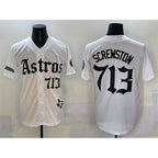 Houston Astros #713 DJ Screwston White AmberGomez Gothic 'Houston Born Barrio Raised' Limited Stitched Jersey