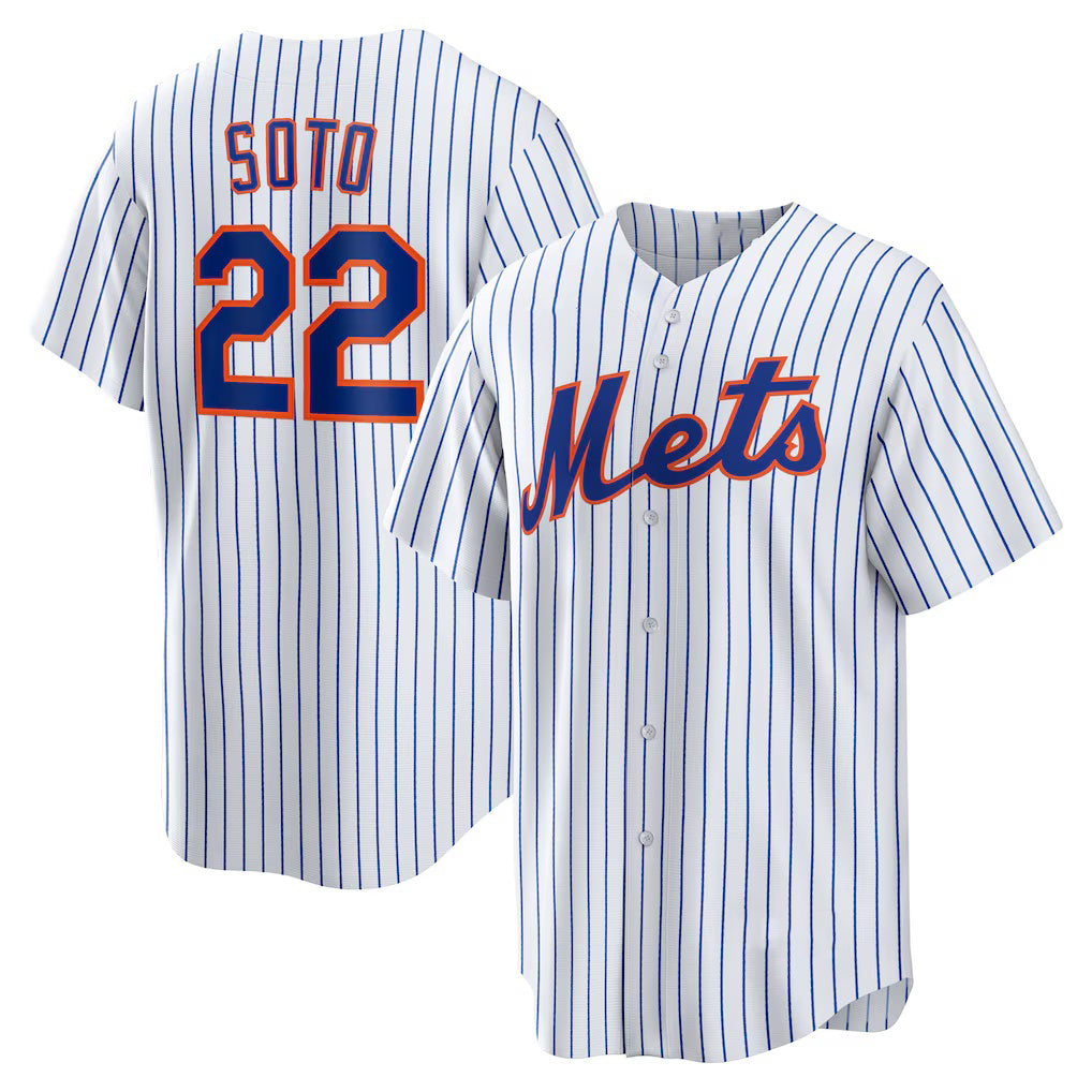 New York Mets #22 Juan Soto White AmberGomez Home Replica Player Jersey