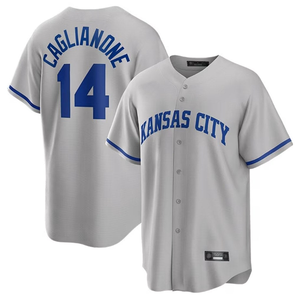 Kansas City Royals #14 Jac Caglianone Player Gray AmberGomez Game Home Stitched Jerseys