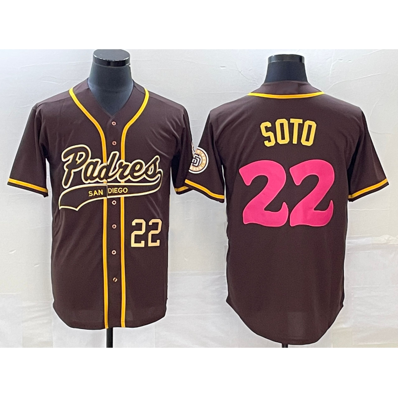 San Diego Padres #22 Juan Soto Number Brown AmberGomez NEW 2023 City Connect Cool Base Stitched Jersey