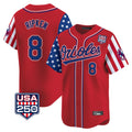 Baltimore Orioles #8 Cal Ripken Player Red AmberGomez USA 250 Independence Day Vapor Premier Limited Home Game Stitched Jerseys