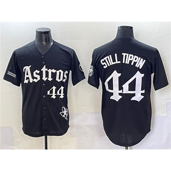 Houston Astros #44 Still Tippin Black AmberGomez Gothic 'Houston Born Barrio Raised' Limited Stitched Jersey