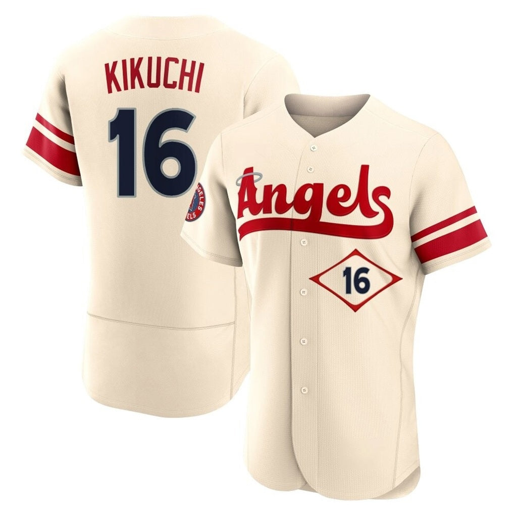 Los Angeles Angels #16 Yusei Kikuchi Player Cream AmberGomez City Connect Limited ELite Home Stitched Jerseys