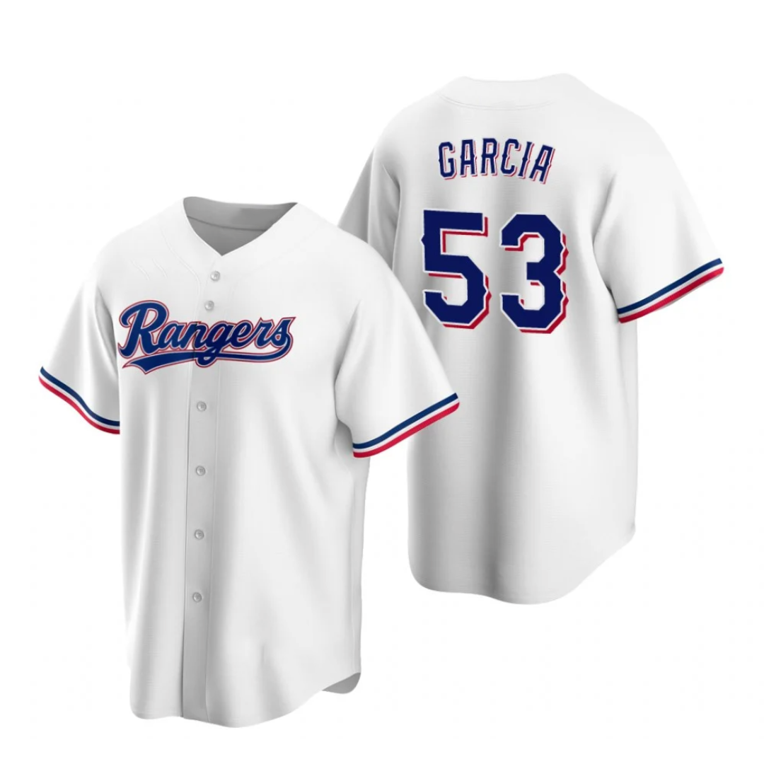 Texas Rangers #53 Adolis Garcia White AmberGomez Cool Base Stitched Jersey