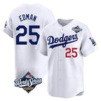 Los Angeles Dodgers #25 Tommy Edman Player White AmberGomez World Series Limited Home Stitched Jerseys