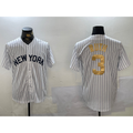 New York Yankees #3 Babe Ruth White AmberGomez Pinstripe Fashion Cool Base Jersey 2