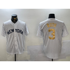 New York Yankees #3 Babe Ruth White AmberGomez Pinstripe Fashion Cool Base Jersey 2