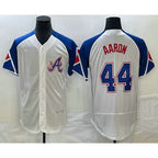 Atlanta Braves #44 Hank Aaron White AmberGomez 2023 City Connect Flex Base Stitched Jersey