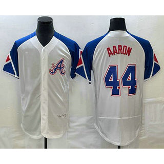 Atlanta Braves #44 Hank Aaron White AmberGomez 2023 City Connect Flex Base Stitched Jersey