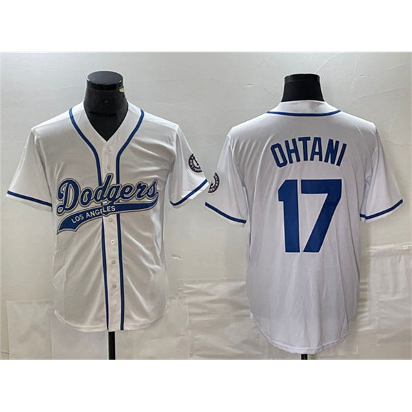 Los Angeles Dodgers #17 Shohei Ohtani White AmberGomez Cool Base With Patch Stitched Jersey