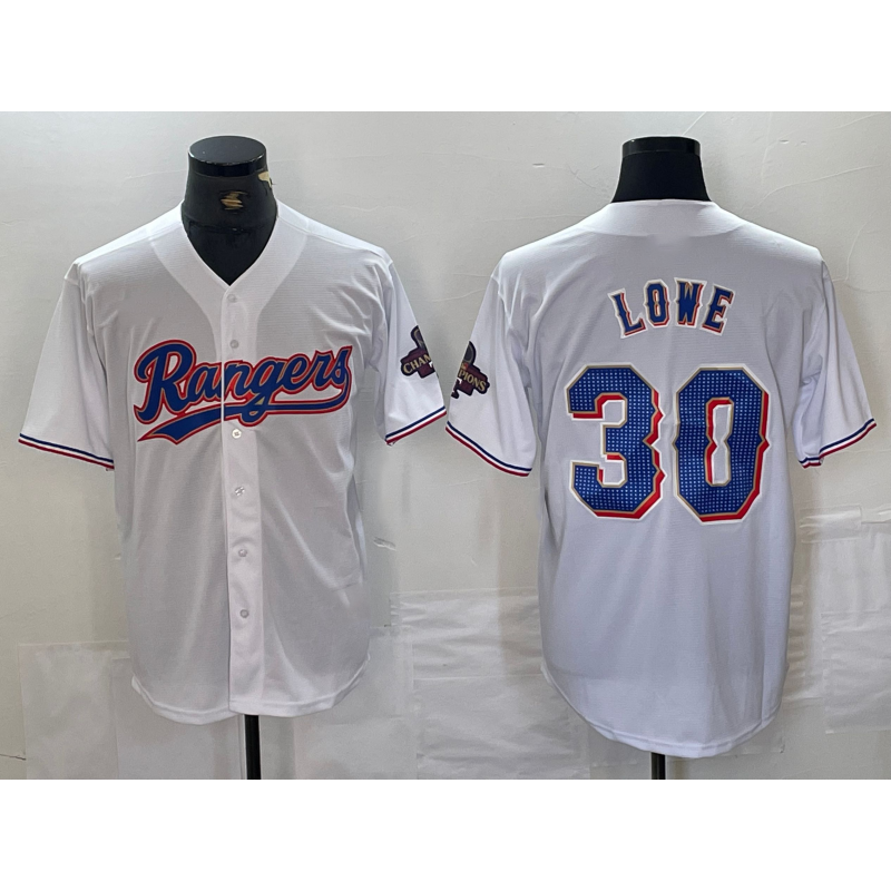 Texas Rangers #30 Nathaniel Lowe White AmberGomez 2024 Gold Collection Limited Cool Base Jersey
