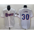 Texas Rangers #30 Nathaniel Lowe White AmberGomez 2024 Gold Collection Limited Cool Base Jersey